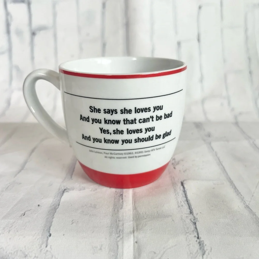 The Beatles Coffee Mugs Set of 2 Bluw Lyric All You Need Is Love Vintage Vibe